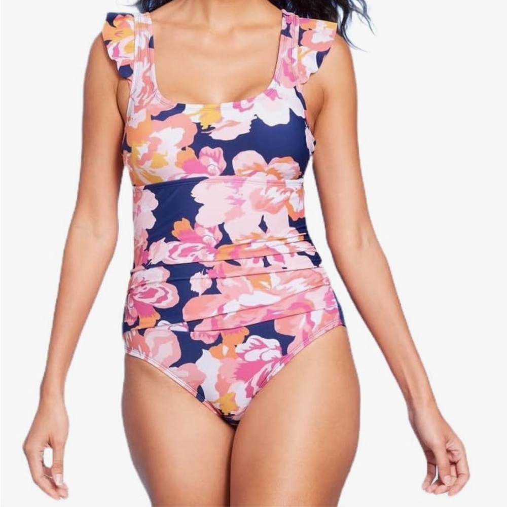 Floral Ruffle Sleeve Swimsuit